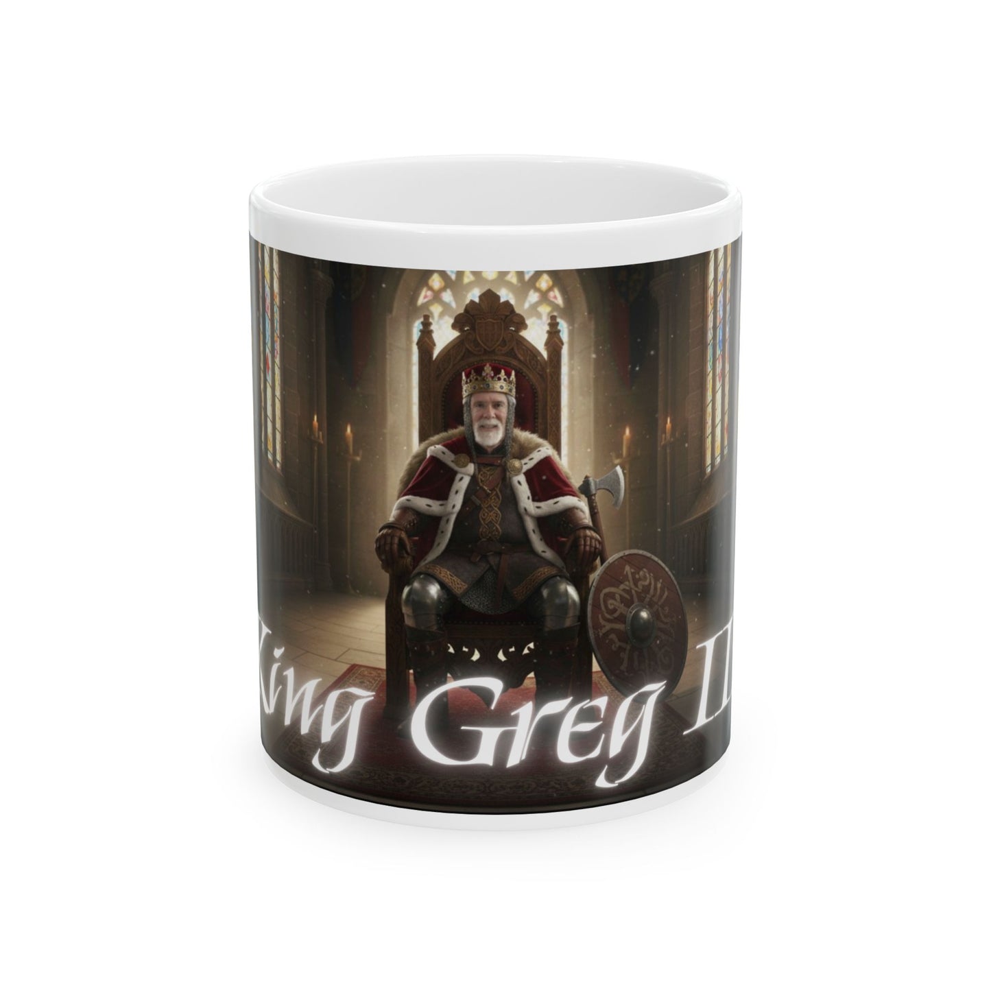 King on His Throne Ceramic Mug — Regal Medieval Monarch Design (11oz, 15oz)