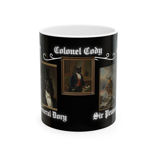 Novelty Cat Portrait Mug – 'Colonel Cody' Vintage Pet Portrait Coffee Cup (11oz or 15oz)
